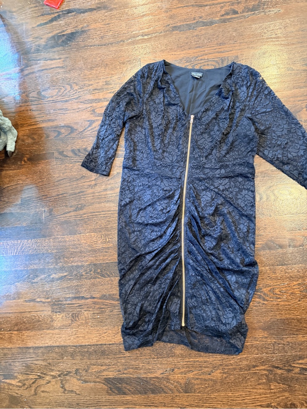 City Chic Black Lace Zip-Front Midi Dress - Picture 6 of 9
